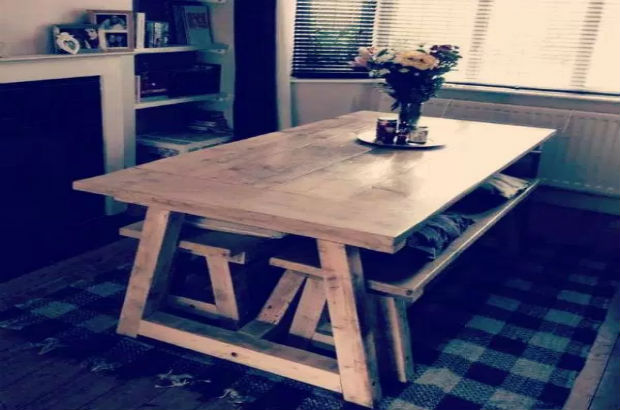 Table made out of recycled wood 