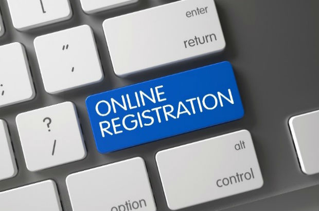 A button to start the online registration