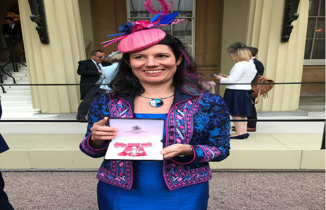 Rachel Findlay receiving her MBE